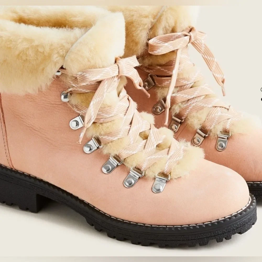 J. Crew Nordic Boots with faux shearling in bronzed Clay 10 New